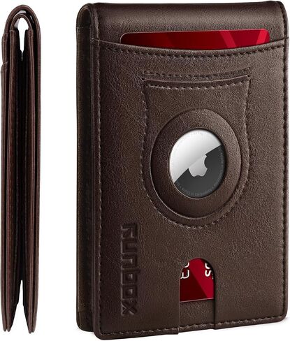 محافظ جلدية من RUNBOX AirTag-Wallet-Mens-Slim-RFID مع حجرة الفاتورة وبطاقة هوائية ثنائية الطي ومحفظة حامل بطاقات هدايا للرجال والأب in Kuwait
