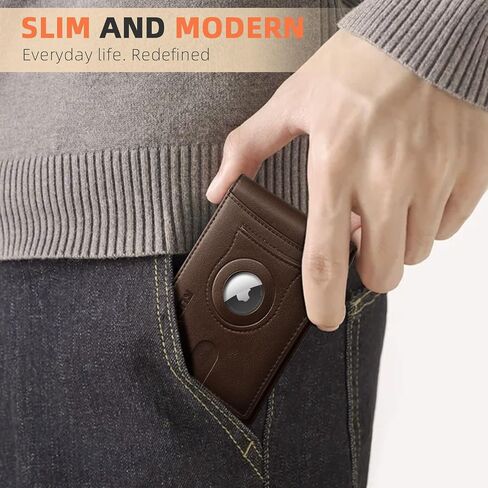محافظ جلدية من RUNBOX AirTag-Wallet-Mens-Slim-RFID مع حجرة الفاتورة وبطاقة هوائية ثنائية الطي ومحفظة حامل بطاقات هدايا للرجال والأب in Kuwait