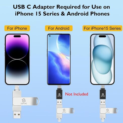 ذاكرة فلاش USB معتمدة من ابل بسعة 256 جيجا بايت لهواتف ايفون، ذاكرة تخزين ايفون بمنفذ USB لالتقاط الصور والايفون، ذاكرة فلاش USB لاجهزة ايباد والايفون والتخزين الخارجي والايفون in Kuwait