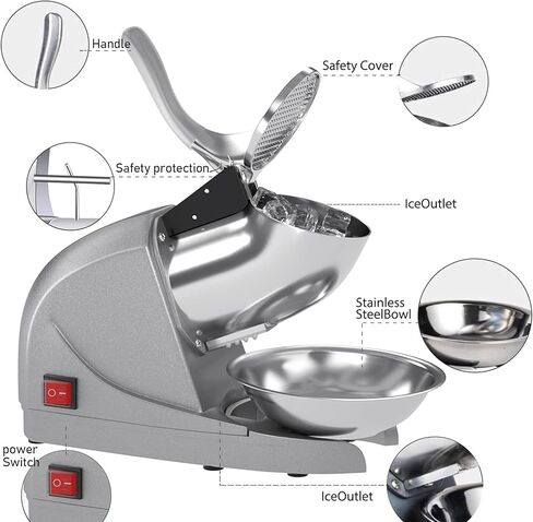 Electric Ice Crushers Machine Shaved Ice Machine Ice Snow Cone Maker Professional Double Blades Stainless Steel Ice Shaver Machine for Home Commercial Use (Blue) in Kuwait