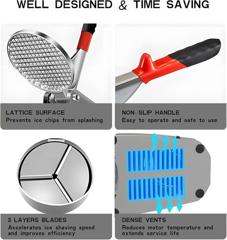 Electric Ice Crushers Machine Shaved Ice Machine Ice Snow Cone Maker Professional Double Blades Stainless Steel Ice Shaver Machine for Home Commercial Use (Blue) in Kuwait