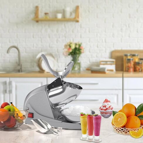 Electric Ice Crushers Machine Shaved Ice Machine Ice Snow Cone Maker Professional Double Blades Stainless Steel Ice Shaver Machine for Home Commercial Use (Blue) in Kuwait