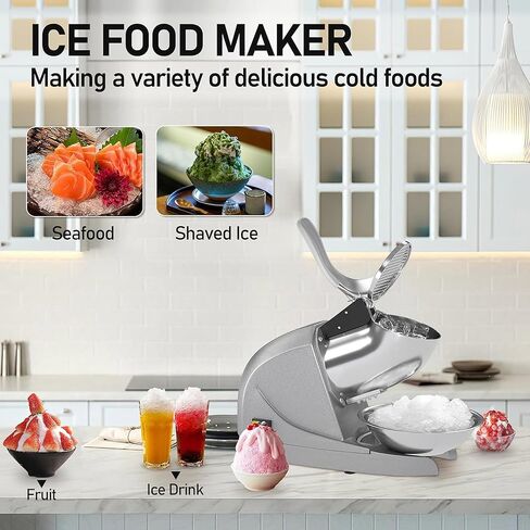Electric Ice Crushers Machine Shaved Ice Machine Ice Snow Cone Maker Professional Double Blades Stainless Steel Ice Shaver Machine for Home Commercial Use (Blue) in Kuwait