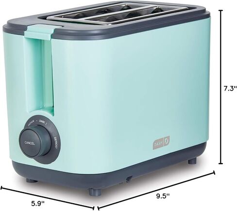 Dash 2 Slice, Extra Wide Slot Easy Toaster with Cool Touch + Defrost Feature, for Bagels, Specialty Breads & other Baked Goods - Aqua in Saudi Arabia