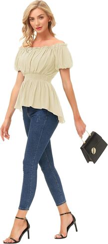Scarlet Darkness Renaissance Shirt Women Medieval Pirate Steampunk Tops Blouse in Saudi Arabia