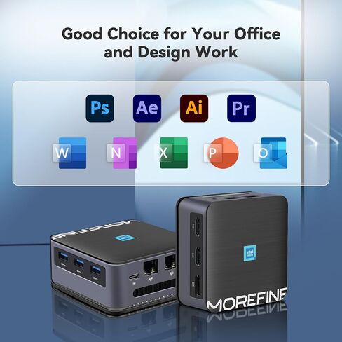 MOREFINE M8S Mini PC, Intel 12th N100 (up to 3.4GHz) Micro PC, Mini Computer Windows 11 Pro with 16GB LPDDR5 RAM/512G M.2 NVME SSD, Mini Deaktop PC Support WiFi6/BT5.2/Gigabit Ethernet Ports in Kuwait