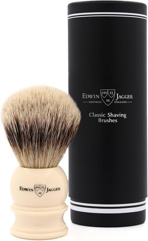 Edwin Jagger 1EJ462 Medium Silver Tip Badger Shaving Brush, Imitation Light Horn for use with Shaving Cream or Soap for Men in Saudi Arabia