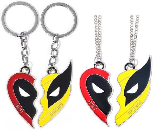 Superhero Keychain Metal with Best Friends Half Heart Necklace Cartoon Keychains Friend Gifts for Women Men in Saudi Arabia