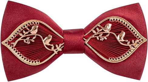Bow Ties for Men Self-tie Gold Bird Pattern Bowtie for Wedding Party Business Prom Daily Wear Handmade in Saudi Arabia