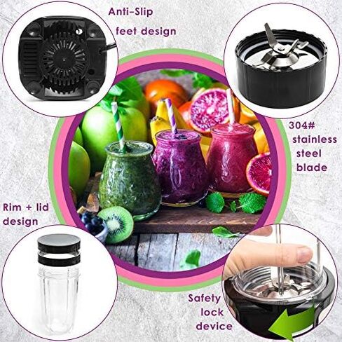 Moss & Stone Smoothie Blender, Compact Personal Blender with Additional Blender Cups Bullet Shape For Frozen Drinks, Mini Blender & To-Go Portable Cups with Lids, Juice Blender & Smoothie Maker in Kuwait