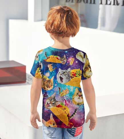 Kids Funny Graphic Polyester Colorful T Shirt for Boys Girls Size 4-14 in Saudi Arabia