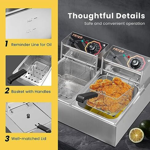 VIVOHOME 2500W 10.6 QT Electric Deep Fryer with 6.3 QT Removable Basket, Temperature Adjustable 140-392℉ in Kuwait