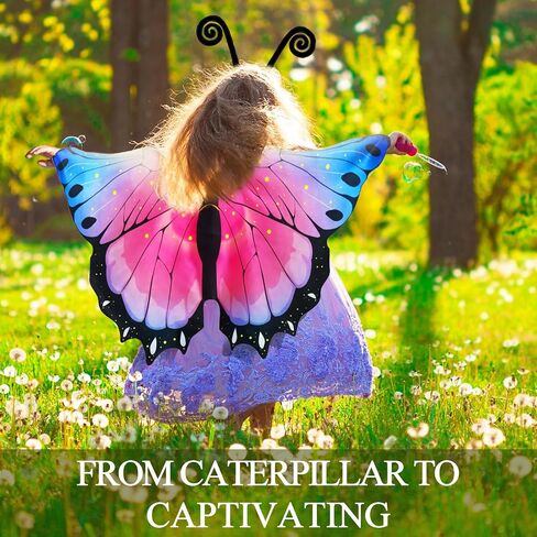 iROLEWIN Rainbow Fairy Butterfly-Wings-Costume for Toddler Kids Girls Dress-up Cape Mask Headband Boys Play Party Toys Gifts in Kuwait