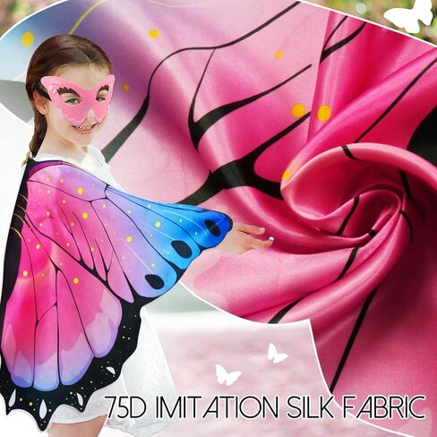 iROLEWIN Rainbow Fairy Butterfly-Wings-Costume for Toddler Kids Girls Dress-up Cape Mask Headband Boys Play Party Toys Gifts in Kuwait