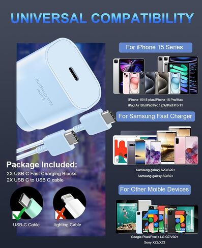 Samsung Charger Cord 25W Android Charger Fast Charging Cable Type C Charger Super Fast Wall Charger Block for Samsung Galaxy S23Ultra/S23/S23+/S22/S22Ultra/S22+/S21/S20/Note 10/20,Z Fold/Flip,2 Pack in Saudi Arabia