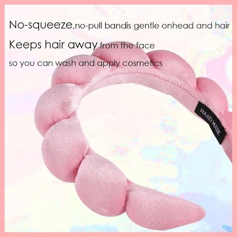 puffy Spa Headbands & Wristband Set,4pack Makeup Headband, Face Wash Headband, Skincare Headbands, Sponge Hair Band Bow Tie Spa Headband for Washing Face Wristband Set Hair Accessories for Women Gifts in Kuwait