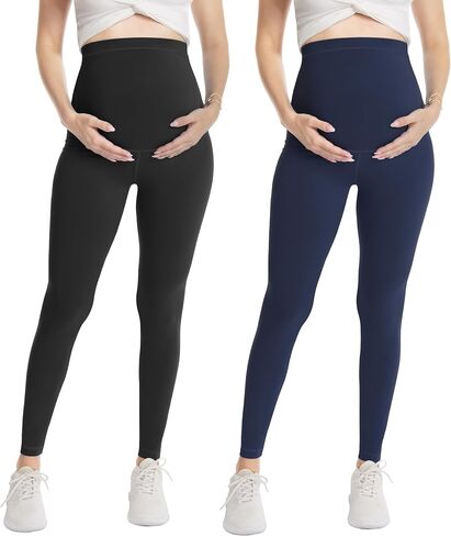 WELL&JUST Maternity Leggings Over The Belly - Ultra Soft Pregnancy Active Wear for Workout Casual, High Waist Yoga Tights in Saudi Arabia