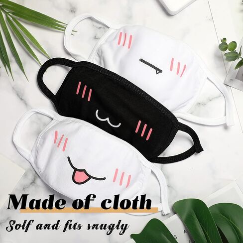 Zhanmai 10 Pieces Kawaii Mask Anime Face Mouth Mask Cute Mouth Covering Reusable Washable Mouth Mask for Women Girls Kids in Saudi Arabia