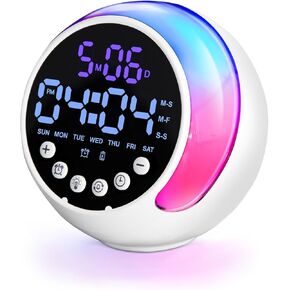 Kids Alarm Clock Ok to Wake Alarm Clock for Kids,Toddler Bedroom RGB Night Light Clock,with Weekday/Weekend Mode.Gifts for Girls, Children, Teens, Seniors(White)