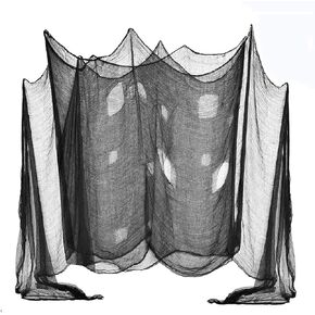 (48 x 240 in.) Halloween Creepy Cloth, Spooky Giant Cheese Cloth Tapestry for Halloween Party Supplies Decorations Outdoor Yard Home Wall Decor, Black