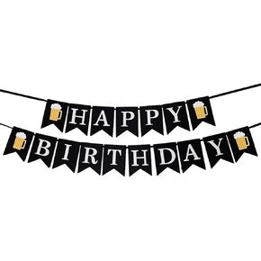 Happy Birthday Banner Beer Theme Birthday Party Decorations for Kids Baby Adults Boys Girls Birthday Party Decorations Supplies