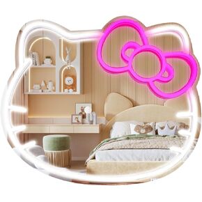 Pochi love. Kitty Neon Mirror, Anime cat. LED Light Wall Sign for Dressing Table, Changing Room, Living Room, Bedroom. Makeup Mirror. Wall Decoration. Gift for Children. Fashion neon Mirror.