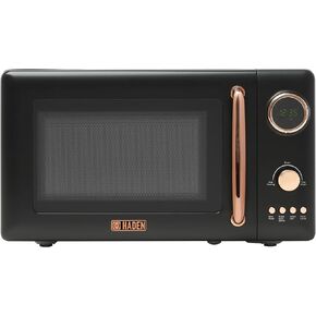 Haden 700 Watt 0.7 Cubic Foot Microwave Oven with Digital Controls, Defrost, and Instant Start Countertop Small Appliance, Black/Copper