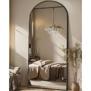 Full Length Mirror, 58"x19" Floor Mirror, Arch Floor Standing Mirror Freestanding Arch Full Body Mirror with Stand for Bedroom, Hanging Mounted Mirror for Living Room Cloakroom, Gold