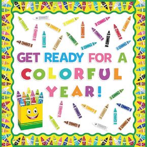 118Pcs Crayon Cutouts Back to School Bulletin Board Set Colorful Crayons Pencil Name Tags Label Classroom School Decorations Crayon Themed Cut-Out First Day of School Classroom Bulletin Board