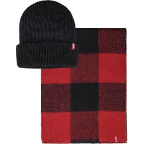 Levi's mens Winter Warm Knit Beanie Hat and Scarf Set