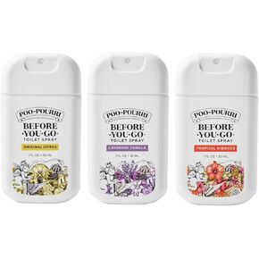 Poo-Pourri Before-You-Go Toilet Spray, Variety Pack 3 count- 1 Fl Oz each Pocket Travel Size - Original Citrus, Lavender Vanilla, and Tropical Hibiscus