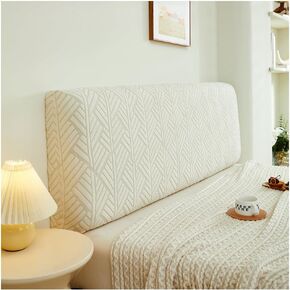 أغطية اللوح الأمامي للسرير القابلة للتمدد، غطاء اللوح الأمامي من قماش الجاكار، غطاء حماية ناعم مقاوم للغبار لللوح الأمامي المنجد Queen King (بيج، 1.8 م/70.9 بوصة) in Kuwait