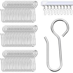 Metal Curtain Track Hooks S Shaped Small Curtain Hooks 60Pcs Drapery Hook Pins Curtain Wire Hooks Curtain Track Rollers for Ceiling Curtain Drape Track