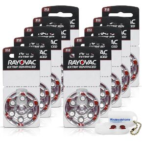 Hearing aid Batteries Size 312, 60 Extra Advanced Mercury-Free Batteries with Battery Caddy