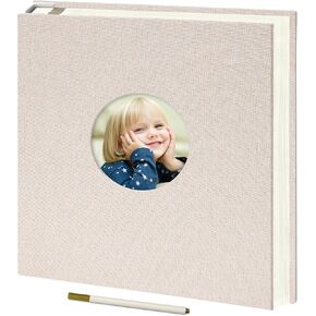 Vienrose Photo Album Self Adhesive Scrapbook Album for 4×6 5×7 8×10 Pictures Linen Cover 40 Pages for Family Wedding Gifts, Beige
