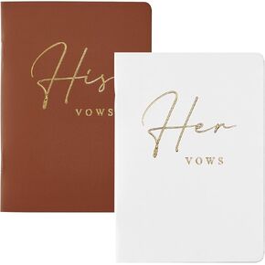 Vow Books His and Her, Set of 2, Gold Foil Covers, Vow Books for Wedding (Terracotta+White)