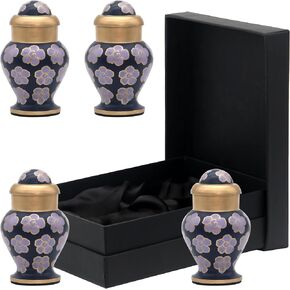 Purple Small Urn for Human Ashes - Set of 4 Cremation Urns for Adult Ashes - Mini Keepsake Burial Urn for Male, Female - Mini Decorative Urns with Velvet Bag - Funeral Urn Ashes for Loved Ones Remains