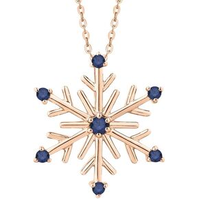 KATARINA Blue Diamond Snowflake Pendant Necklace in Gold or Silver (1/10 cttw)