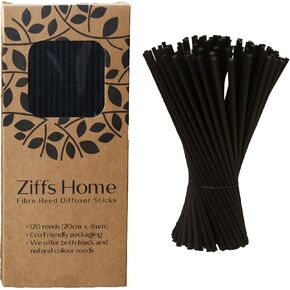 Ziffs Home® 120pcs Black Fibre Reed Diffuser Sticks - 20cm/7.87in x 4mm/0.16in - Thick Diffuser Reeds Sticks - Diffuser Sticks for Diffuser Oils Fragrance Refill - Fibre Reeds for Diffusers