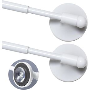 Magnetic Curtain Rods For Metal Door With Strong Magnet & Suction-Cup(Patent Pending) Magnet Rod For Classroom Whiteboard (16-28", Pack 2 White)