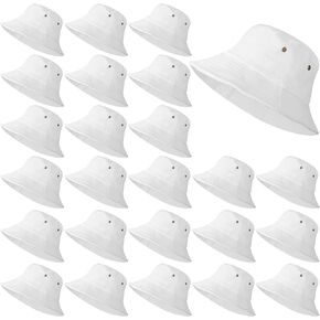 24 Pcs Washed Cotton Bucket Hats Bulk Packable Outdoor Sun Hat Wide Brim Fishing Hat Travel Beach Summer Cap for Men Women