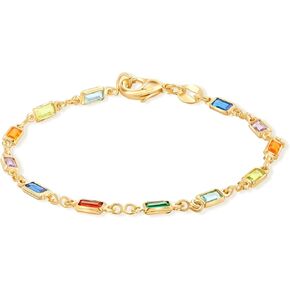 Barzel 18K Gold Plated Multicolor Crystal Bracelet - Made In Brazil