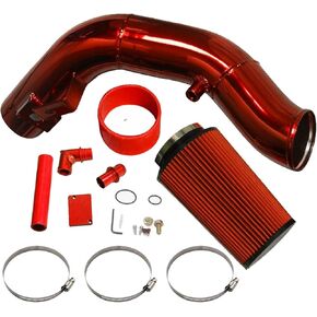 4-Inch Tube Cold Air Intake Kit Compatible for Ford F-250 F-350 F-450 F-550 Powerstroke Diesel 6.0L 2003-2007 (Red)