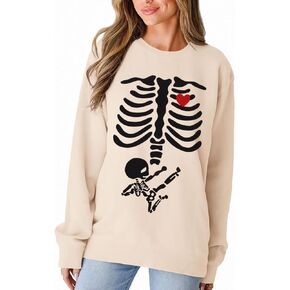 AG AGUU Women X-Ray Skeleton Sweatshirt Halloween Maternity Sweatshirts Crewneck Pullover Pregnancy Announcement Shirts Tops