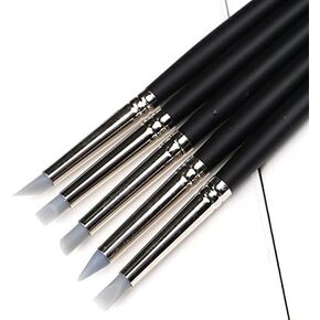 KALAIEN Pack of 5 Pcs Clay Color Shaper Sculpting Modelling Tool Silicone Brush Pen Cake Fondant Shaping Decorating Paint Brushes for Sculpture Pottery