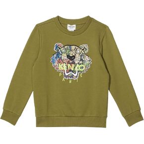 Kenzo Boy's Tiger Embroidered Sweatshirt (Little Kids/Big Kids) Green 10A (10 Big Kid)