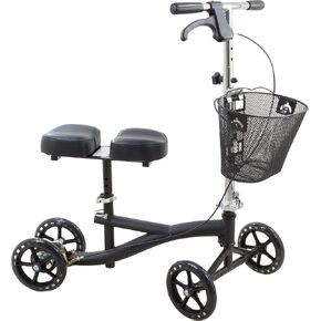 Roscoe Medical Knee Scooter for Adults for Foot Surgery, Foldable & Adjustable Knee Walker for Broken Foot & Leg Injuries, Crutch Alternative, Knee Rover, Dual Pad, (Up to 350lbs, 8' Wheels), Black