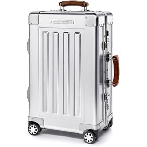 40L Cabin Travel Case – Full Aluminum Four Wheel Carry On Luggage, Italian Leather Handles