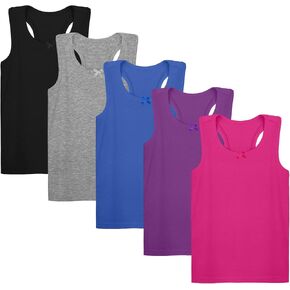 5 قطع من قمصان الرقص للفتيات بدون أكمام من Racerback بدون أكمام، قمصان رقص الباليه للفتيات الصغيرات in Kuwait