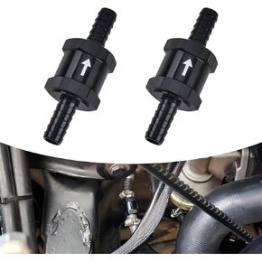 2 PCS Car Fuel Check Valve, 5/16" Modified Fuel Line One-way Valve to Avoid Backflow, Carburetor Low Pressure Fuel System Alloy Check Valve Accessories, Universa for Most Cars Boats (Black)